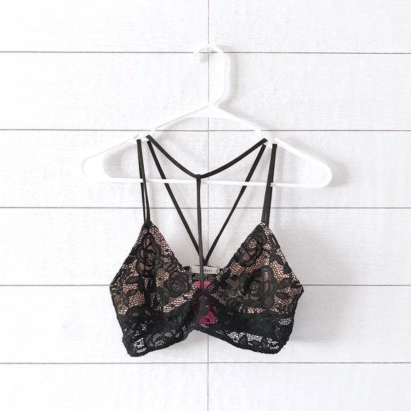 a'gaci Other - New Black Lace & Nude Strappy Bralette